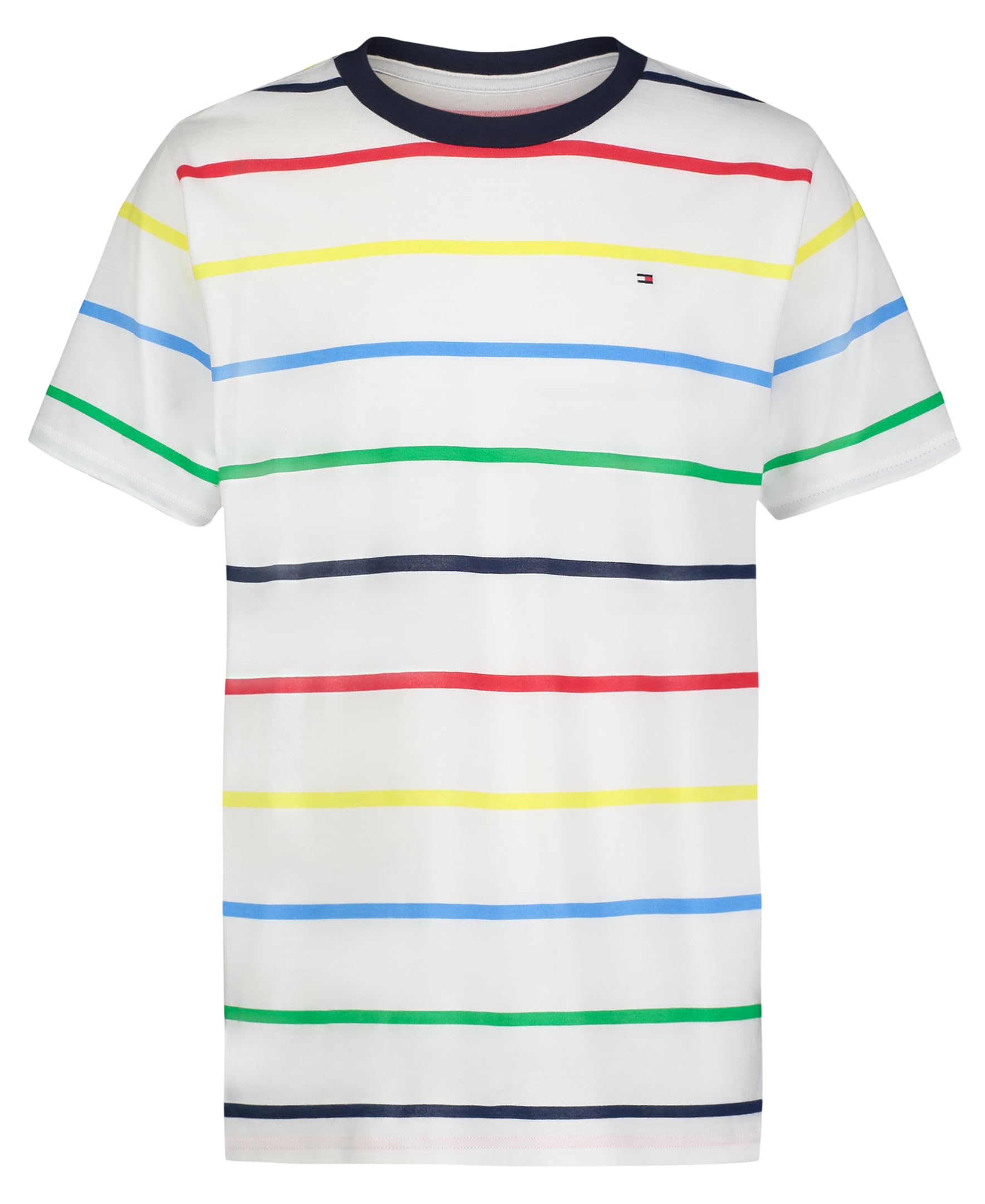 Tommy Hilfiger Boys' Short Sleeve Striped Crew Neck T-Shirt, Soft, Comfortable, Relaxed Fit